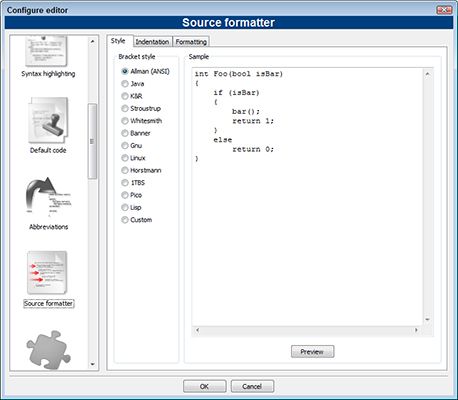 Figura 1: Configuración del formateador de código fuente puede ayudarle a aplicar un estilo de codificación uniforme.