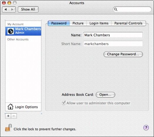 Agregar una nueva cuenta de usuario en Mac OS X