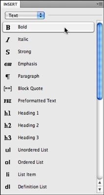 Puede utilizar la categoría Texto del panel Insertar aplicar formato de texto básico.