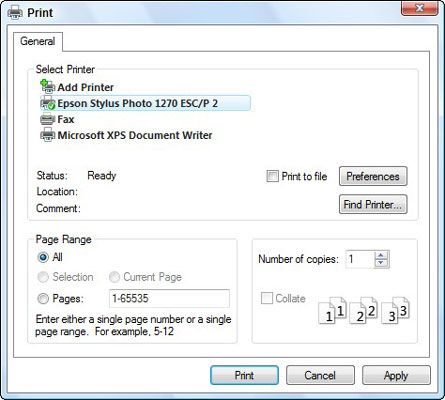 Ajuste la impresora's settings in the Print dialog box.
