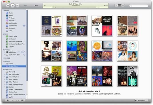 Mezclas Genius se generan a partir de los contenidos de la biblioteca de música de iTunes.