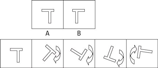 Averiguar formas espejados (A y B) y girado formas.