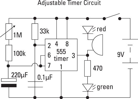 Un circuito temporizador ajustable.