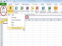 Edificio Excel 2010 fórmulas con el cuadro de diálogo Insertar función