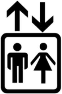 El símbolo infografía internacional por ascensor.