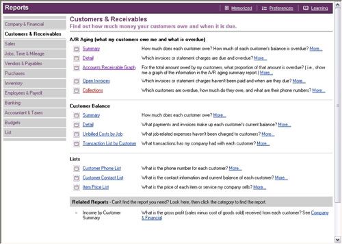 En QuickBooks, puede ejecutar una serie de informes que resumen las cuentas de clientes.