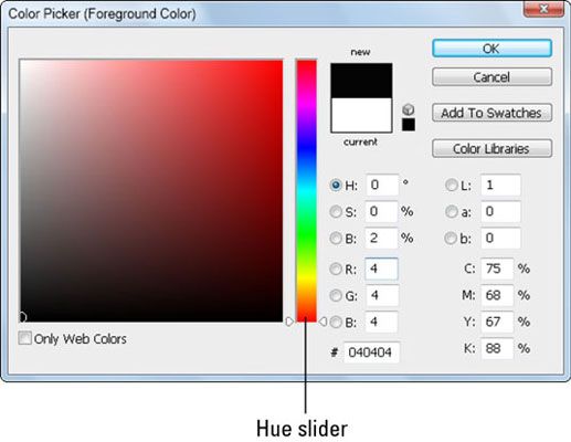 Utilice el selector de color o introduzca valores numéricos para seleccionar el color en el panel de color.