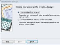 Crear un nuevo presupuesto con QuickBooks 2012 estableció ventana presupuestos