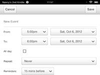 Crear un nuevo evento del calendario en su hd Kindle Fire