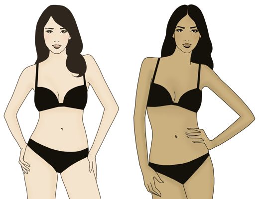 Un corto de talle (izquierda) y un (derecha) Mujer-largo talle.
