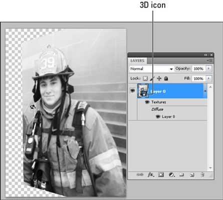 Creación de una capa 3D en Photoshop CS5.