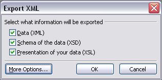 Exportación de acceso a los datos de 2003 a xml