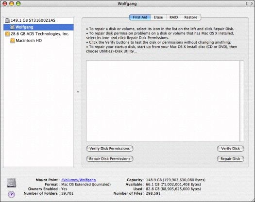 La fijación de las cosas con la utilidad de disco en Mac OS X