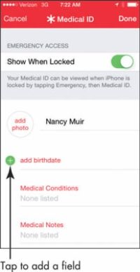 Para las personas mayores: el uso de identificación médica en la iPhone App 6 de la salud