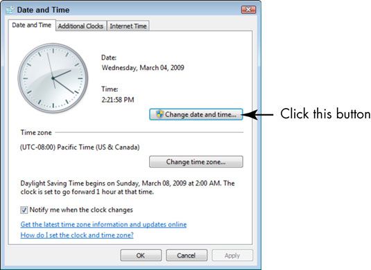 ���� - Para las personas mayores: establecer la fecha y hora en Windows 7