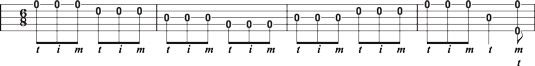Utilizando el rodillo hacia adelante en 6/8 vez en single & # banjo 8,208 cuerdas.