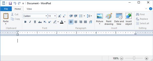 Una barra de título de WordPad.