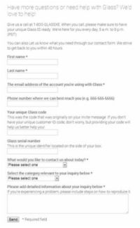 Cómo pedir ayuda vidrio google por e-mail