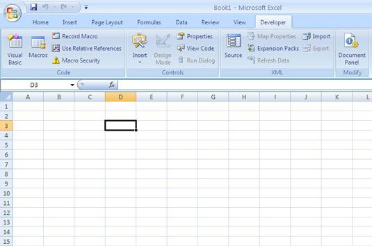 Visualice la ficha Programador para trabajar con macros en Excel 2007.