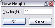Utilice el cuadro de diálogo Alto de fila para definir una altura específica.