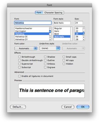 ���� - Cómo cambiar la fuente en Word 2008 para Mac