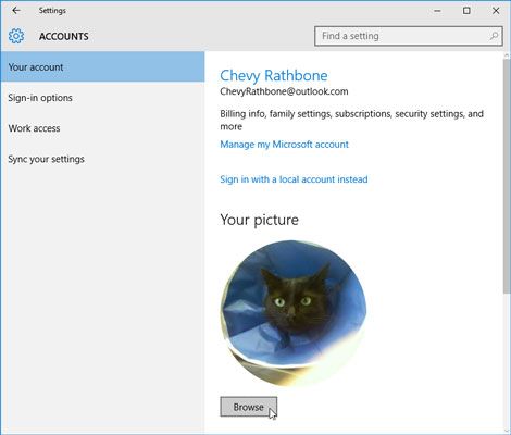 Windows le permite a cada usuario elegir una imagen de la cuenta.