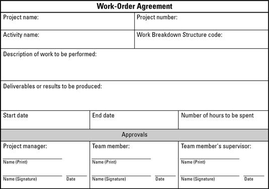 Use un Acuerdo de Trabajo a fin de confirmar un miembro del equipo's commitment.