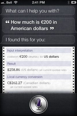 Pregunte a Siri para convertir de un país's currency into another.