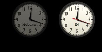 La opacidad del reloj de la derecha es 100% - el reloj de la izquierda tiene una opacidad del 40%.
