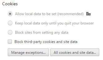 Figura 1: Puede bloquear los sitios web de configuración de cookies en su computadora.