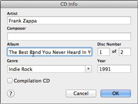 ���� - Cómo editar información cd y unirse a las pistas en iTunes
