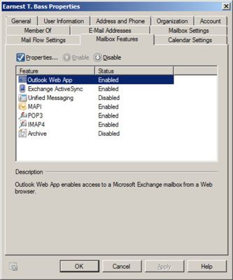 ���� - Cómo habilitar funciones de buzón de Exchange Server 2010