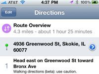¿Cómo encontrar una ruta de transporte público con la aplicación de mapas iPhone