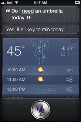 Pregunta Siri si necesitas un paraguas (o decir,