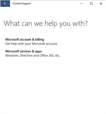 El programa de Contacto soporte técnico de Windows 10 hace preguntas que ruta al departamento correcto.