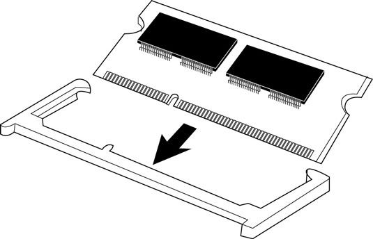 Alinear la muesca en el conector del módulo de memoria con la tecla correspondiente en el zócalo. [Cr