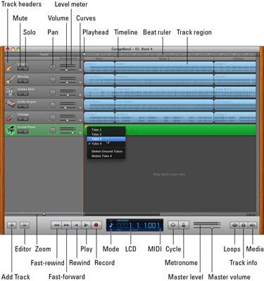 Abra el proyecto en GarageBand y elegir una toma.