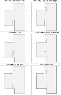 ���� - Cómo offset y grupo de una pared exterior en Google SketchUp 8