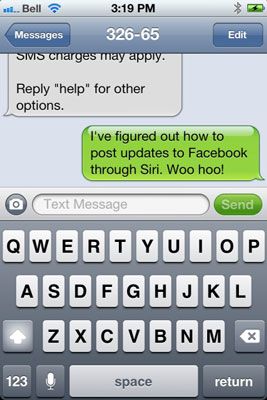 Establecer Facebook para mensajes de texto, y Siri Publicación de actualizaciones para usted.