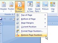¿Cómo eliminar los números de página en Word 2007