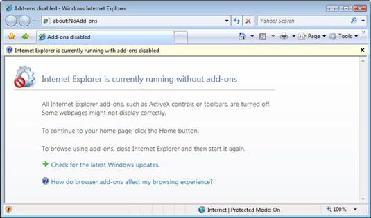 Iniciar una copia limpia de Internet Explorer.