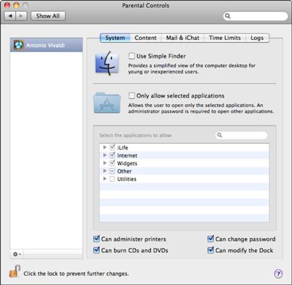 ���� - Cómo configurar controles parentales Mac OS X Snow de leopardo