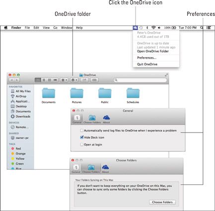 Utilice la aplicación onedrive para sincronizar archivos.