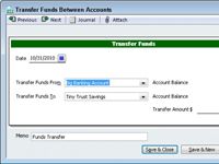 Cómo transferir dinero entre cuentas bancarias con QuickBooks 2010