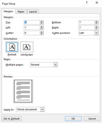 La ficha Márgenes en el cuadro de diálogo Configurar página.