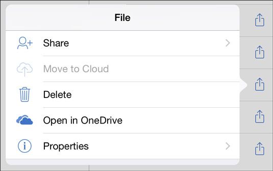 Toque el icono del archivo y seleccione Eliminar para eliminar un archivo.