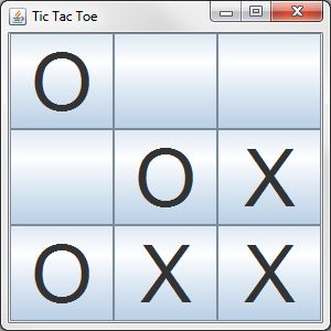 La interfaz de usuario para un programa Tic-Tac-Toe.