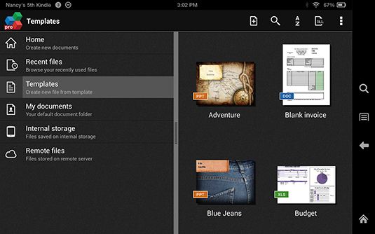 ���� - Kindle hdx fuego: trabajar con plantillas en pro OfficeSuite