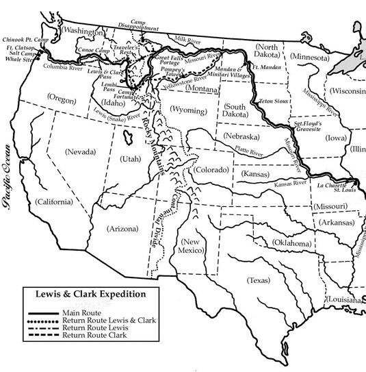 Lewis y Clark's route: To the Pacific and back.