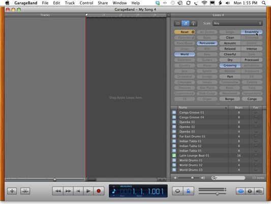 ���� - Limite sus opciones de bucle de escala y clave en GarageBand '11